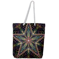 Star Mandala Pattern Design Doodle Full Print Rope Handle Tote (large) by Simbadda