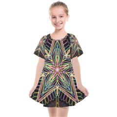 Star Mandala Pattern Design Doodle Kids  Smock Dress by Simbadda