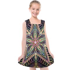 Star Mandala Pattern Design Doodle Kids  Cross Back Dress by Simbadda