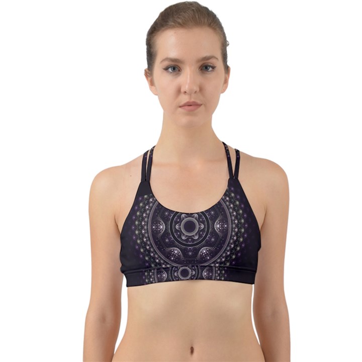 Fractal Mandala Circles Purple Back Web Sports Bra