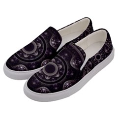 Fractal Mandala Circles Purple Men s Canvas Slip Ons by Simbadda