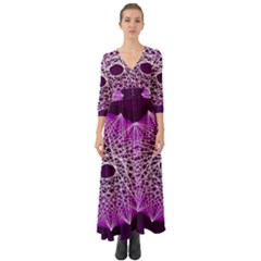 Mandala Mallow Circle Abstract Button Up Boho Maxi Dress