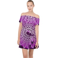 Mandala Mallow Circle Abstract Off Shoulder Chiffon Dress by Simbadda