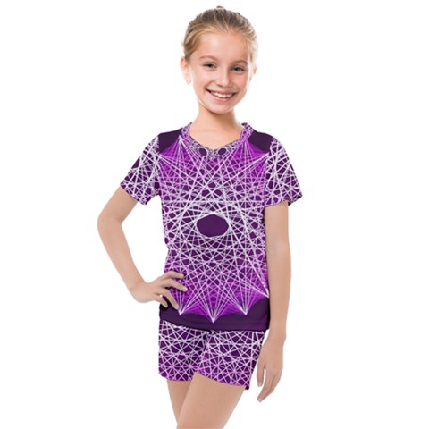 Mandala Mallow Circle Abstract Kids  Mesh Tee And Shorts Set by Simbadda