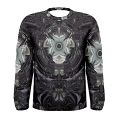 Black And White Fractal Art Artwork Design Men s Long Sleeve Tee by Simbadda