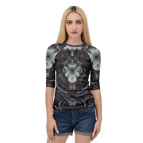 Black And White Fractal Art Artwork Design Quarter Sleeve Raglan Tee by Simbadda