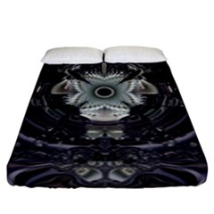 Black And White Fractal Art Artwork Design Fitted Sheet (king Size) by Simbadda