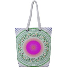 Flower Abstract Floral Full Print Rope Handle Tote (small) by Simbadda