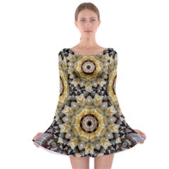 Abstract Art Texture Mandala Long Sleeve Skater Dress by Simbadda