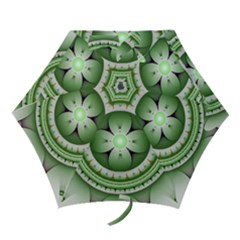 Ractal Mandala Green Purple Mini Folding Umbrellas by Simbadda