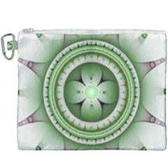 Ractal Mandala Green Purple Canvas Cosmetic Bag (xxxl) by Simbadda