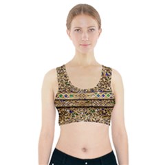 Gold Pattern Decoration Golden Sports Bra With Pocket by Simbadda