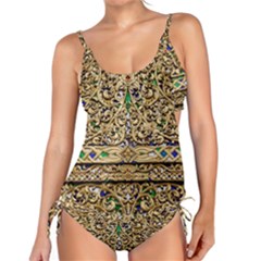 Gold Pattern Decoration Golden Tankini Set by Simbadda