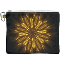 Mandala Gold Golden Fractal Canvas Cosmetic Bag (xxxl) by Simbadda