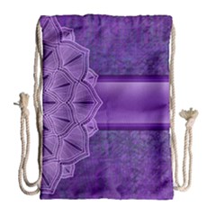 Background Mandala Purple Ribbon Drawstring Bag (large) by Simbadda