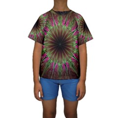 Julian Star Star Fun Green Violet Kids  Short Sleeve Swimwear by Simbadda