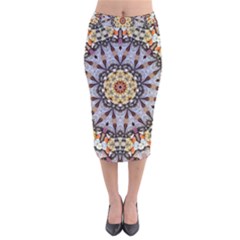 Abstract Art Texture Mandala Velvet Midi Pencil Skirt