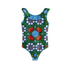 Mandala Background Colorful Pattern Kids  Frill Swimsuit by Simbadda
