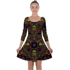 Fractal Art Artwork Design Quarter Sleeve Skater Dress by Simbadda