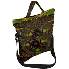 Fractal Art Artwork Design Fold Over Handle Tote Bag by Simbadda