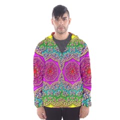 Mandala Tile Background Geometric Hooded Windbreaker (men) by Simbadda