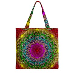 Mandala Tile Background Geometric Zipper Grocery Tote Bag by Simbadda