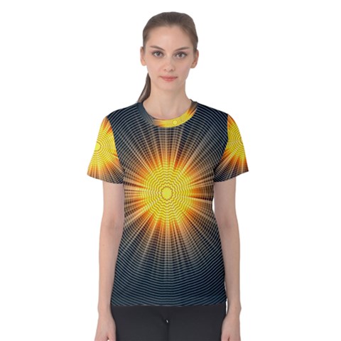 Background Mandala Sun Rays Women s Cotton Tee by Simbadda