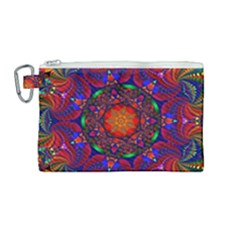 Kaleidoscope Mandala Pattern Canvas Cosmetic Bag (medium) by Simbadda