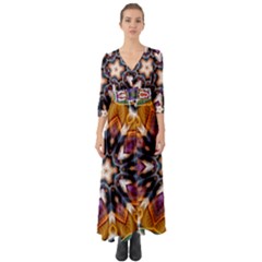 Kaleidoscope Pattern Kaleydograf Button Up Boho Maxi Dress