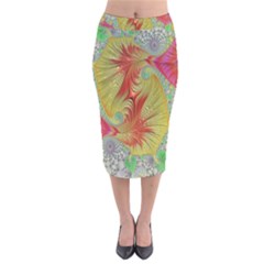 Fractal Artwork Fractal Artwork Velvet Midi Pencil Skirt