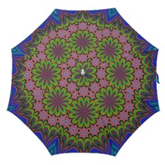 Floral Fractal Star Render Straight Umbrellas by Simbadda