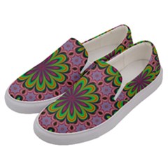 Floral Fractal Star Render Men s Canvas Slip Ons by Simbadda