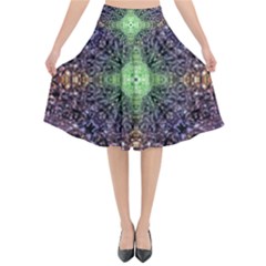 Mandala Carpet Pattern Geometry Flared Midi Skirt by Simbadda