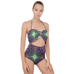 Mandala Carpet Pattern Geometry Scallop Top Cut Out Swimsuit by Simbadda