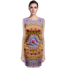 Geometric Flower Oriental Ornament Classic Sleeveless Midi Dress