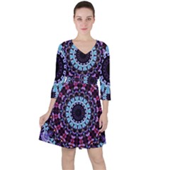 Kaleidoscope Shape Abstract Design Ruffle Dress