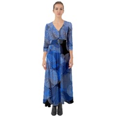 Circle Rings Abstract Optics Button Up Boho Maxi Dress