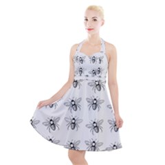 Pop Art  Bee Pattern Halter Party Swing Dress  by Valentinaart