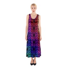 Rainbow Grid Form Abstract Sleeveless Maxi Dress by Simbadda