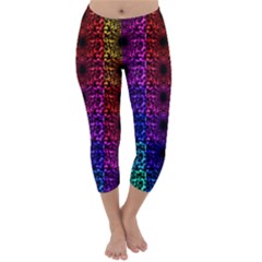 Rainbow Grid Form Abstract Capri Winter Leggings  by Simbadda