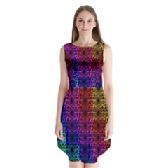 Rainbow Grid Form Abstract Sleeveless Chiffon Dress   by Simbadda