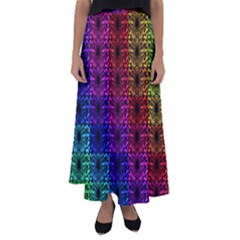 Rainbow Grid Form Abstract Flared Maxi Skirt by Simbadda