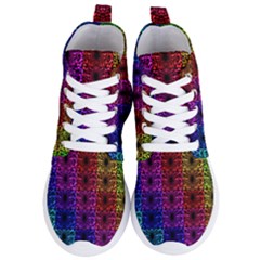 Rainbow Grid Form Abstract Women s Lightweight High Top Sneakers by Simbadda