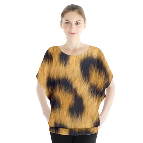 Animal Print Leopard Batwing Chiffon Blouse by NSGLOBALDESIGNS2
