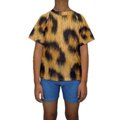 Animal Print Leopard Kids  Short Sleeve Swimwear by NSGLOBALDESIGNS2