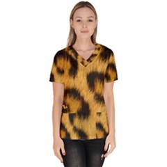 Animal Print Leopard Women s V-neck Scrub Top by NSGLOBALDESIGNS2