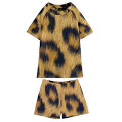 Animal Print Leopard Kids  Swim Tee And Shorts Set by NSGLOBALDESIGNS2