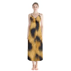 Animal Print Leopard Button Up Chiffon Maxi Dress by NSGLOBALDESIGNS2
