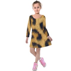 Animal Print Leopard Kids  Long Sleeve Velvet Dress by NSGLOBALDESIGNS2