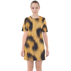 Animal Print Leopard Sixties Short Sleeve Mini Dress by NSGLOBALDESIGNS2